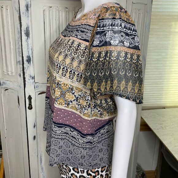 Lucky Brand Boho Flutter Sleeve Top Size Small - Picture 12 of 12